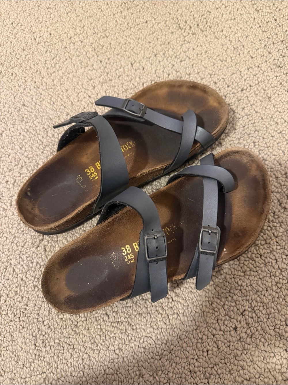 Birkenstock Women's Navy Blue Cross-Strap Buckle Sandals